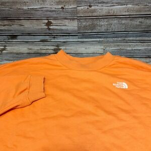 The North Face Womens Orange Crewneck Crop Sweatshirt Pullover Logo XL